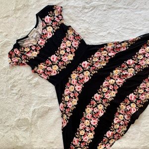 Black floral skater dress sz S
